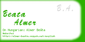 beata almer business card
